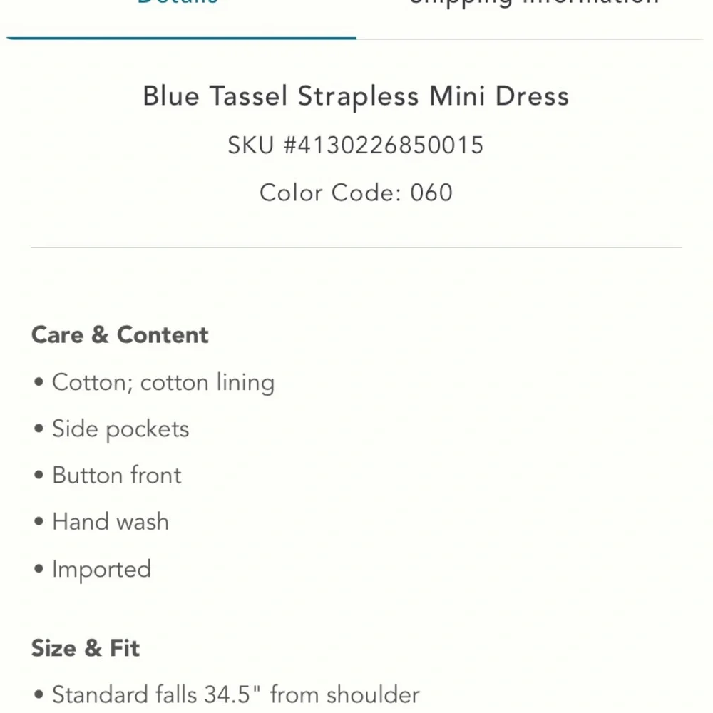 NWT Anthropologie Blue Tassel Brand Mini Dress. Size L - Picture 16 of 16